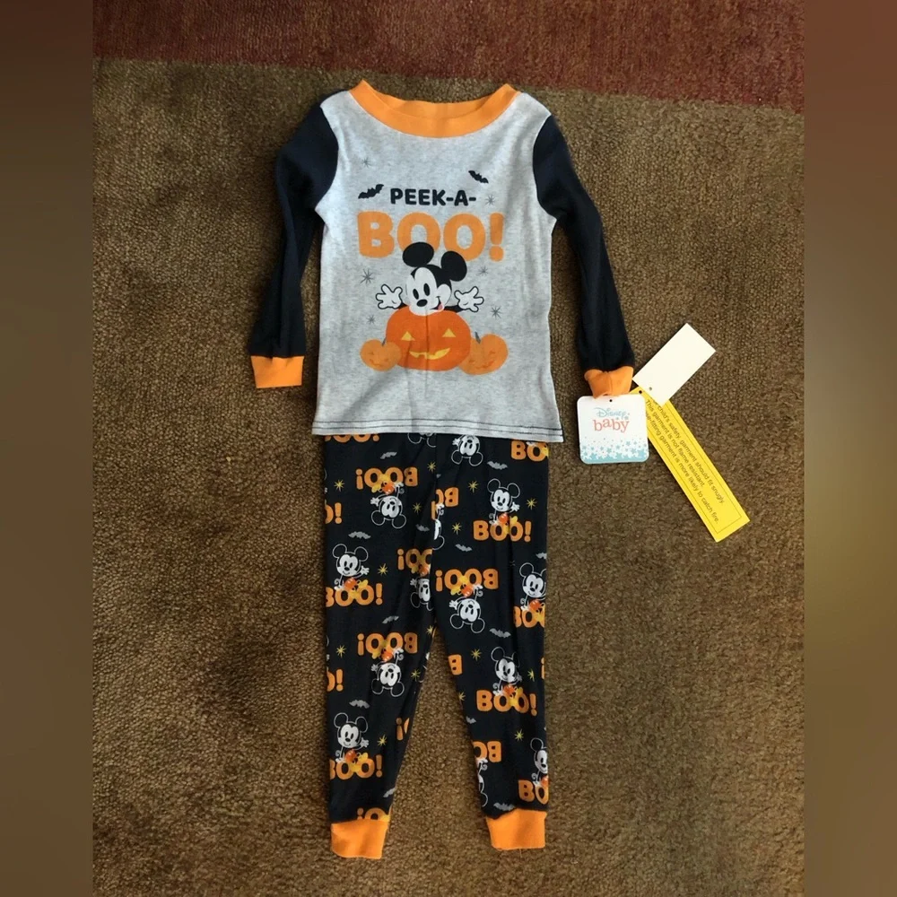 Disney Baby Mickey Mouse Peek-a-BOO pumpkin 2 piece unisex sleepwear